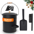 4 Gallon Ash Bucket with Lid and Shovel, Metal Fireplace Ash Bucket with Broom by WelcometoMinimalisthome