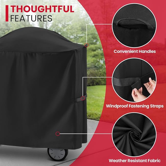 Unicook Grill Cover for Weber Q100/1000 Q200/2000 Series Grills on Portable Cart - Image 5