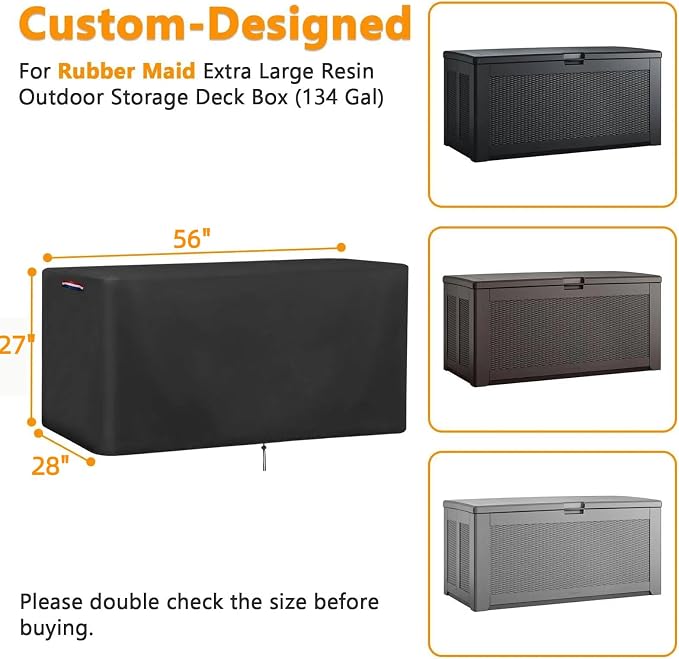 Outdoor Storage Deck Box Cover for Rubbermaid Cabinet, Waterproof Outdoor - Image 2