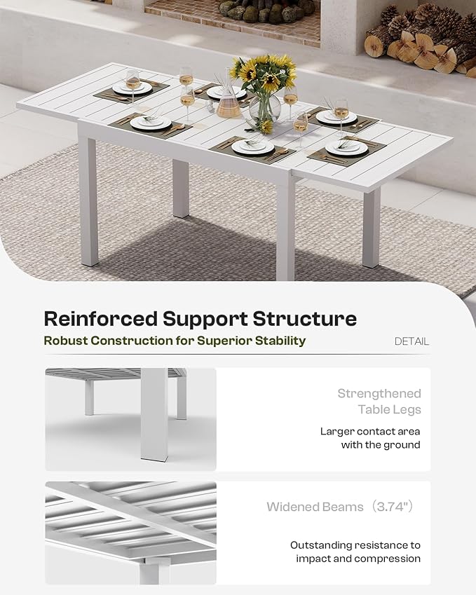 Expandable Outdoor Patio Dining Table Set - Image 5