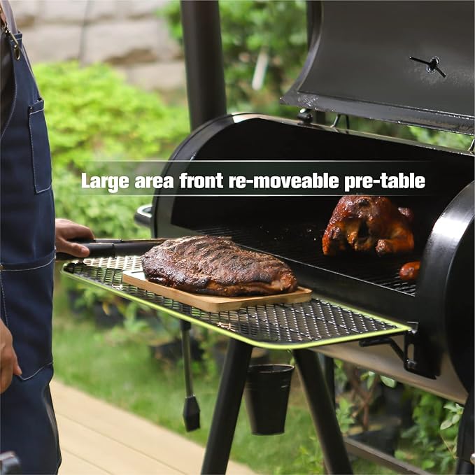 MFSTUDIO Heavy Duty Charcoal Wood Offset Outdoor Smoker Grill, Extra Large - Image 4