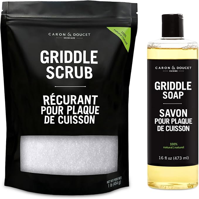 CARON & DOUCET - 100% Plant-Based Griddle Cleaning Soap and Salt Scrub Set: Best by CaronDoucet