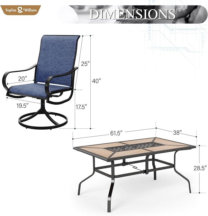Sophia & William Patio Dining Sets Outdoor Dining Set - Image 7