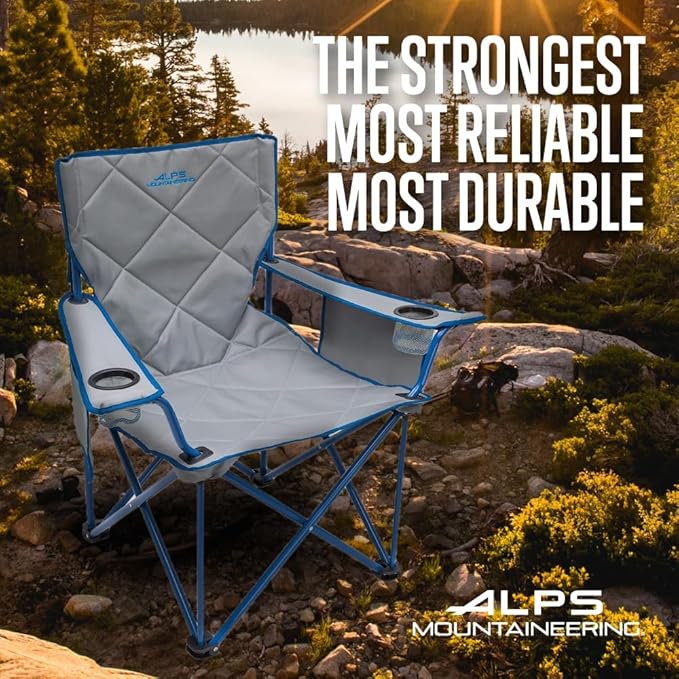 Camp Chairs for Adults, 800 lb Capacity, Light Gray Polyester