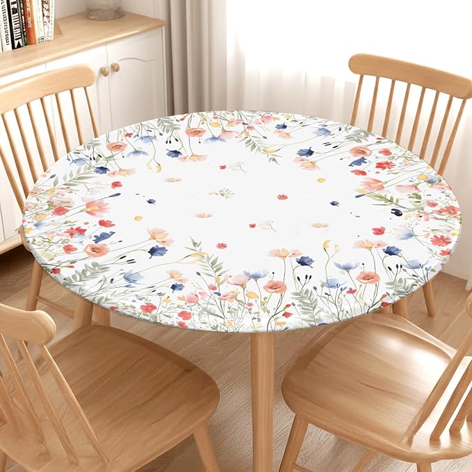 Spring Summer Floral Round Fitted Tablecloth - Image 7