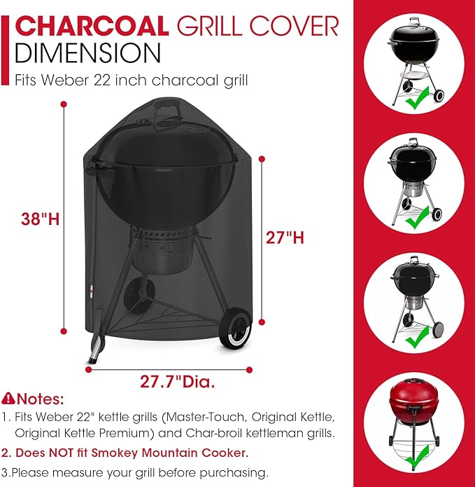 Unicook Round Kettle Grill Cover Compatible - Image 2
