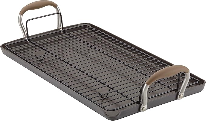 Double Burner Griddle, 10-Inch Bronze Nonstick Aluminum Pan