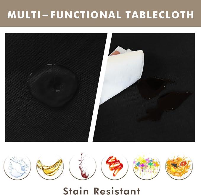 Nasitos 2 Pack Black Table Cloth Rectangle 60x102 Inch-Vinyl Plastic Tablecloths - Image 2