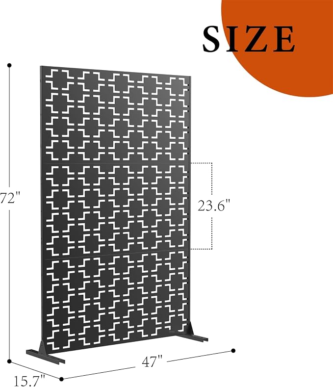 GarveeLife Metal Privacy Screen 72" h x 47" w, Outdoor Privacy Screens and - Image 2