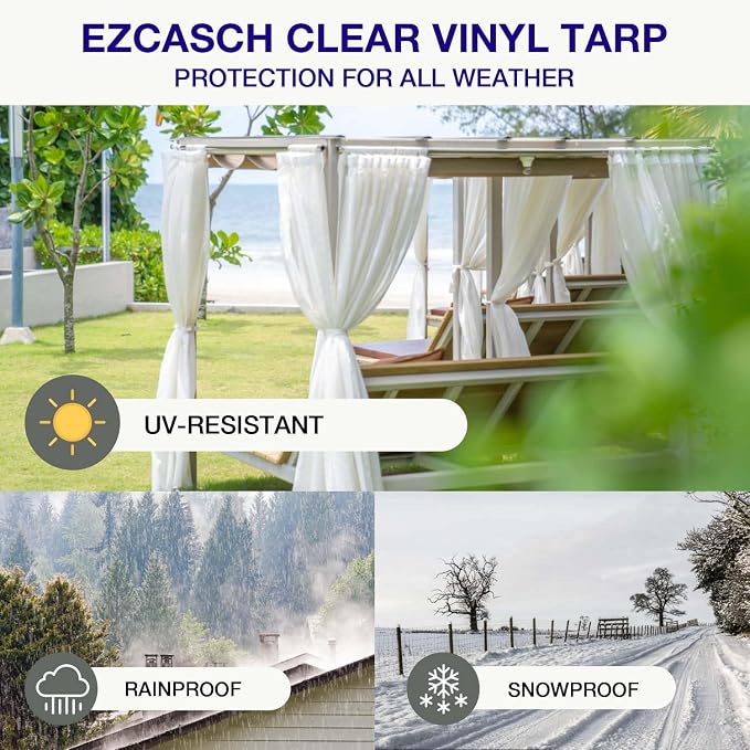 20 Oz Outdoor Vinyl Curtain, Outdoor Clear Panel Curtain, Weather Resistant - Image 5