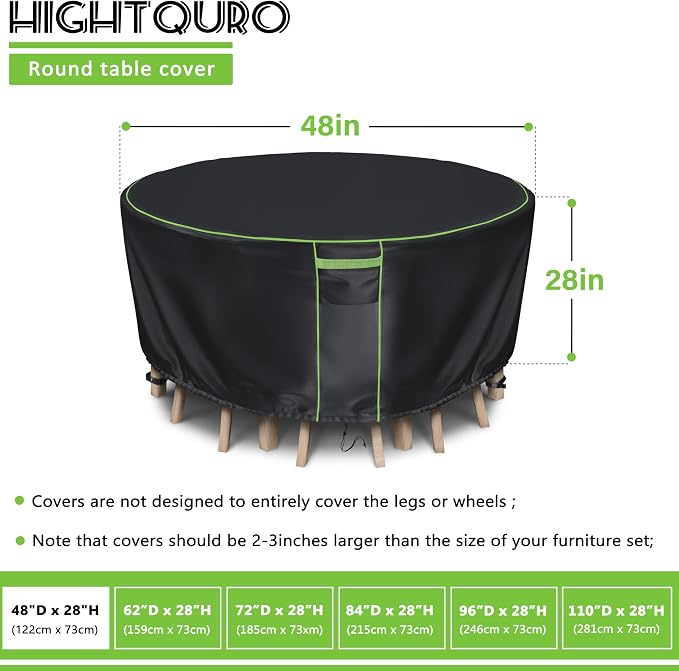 Round Patio Table Cover for Outdoor Table Chairs Set, 600D Outdoor Furniture - Image 2