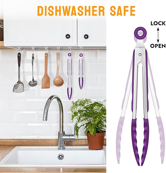 HOTEC Premium Stainless Steel Locking Kitchen Tongs - Image 9