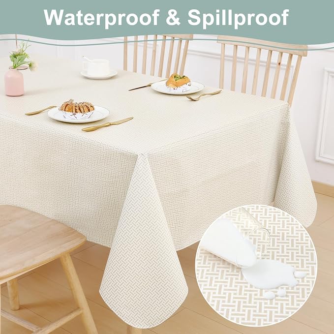 misaya Rectangle Waterproof Vinyl Table Cloth, Plastic Tablecloth - Image 2