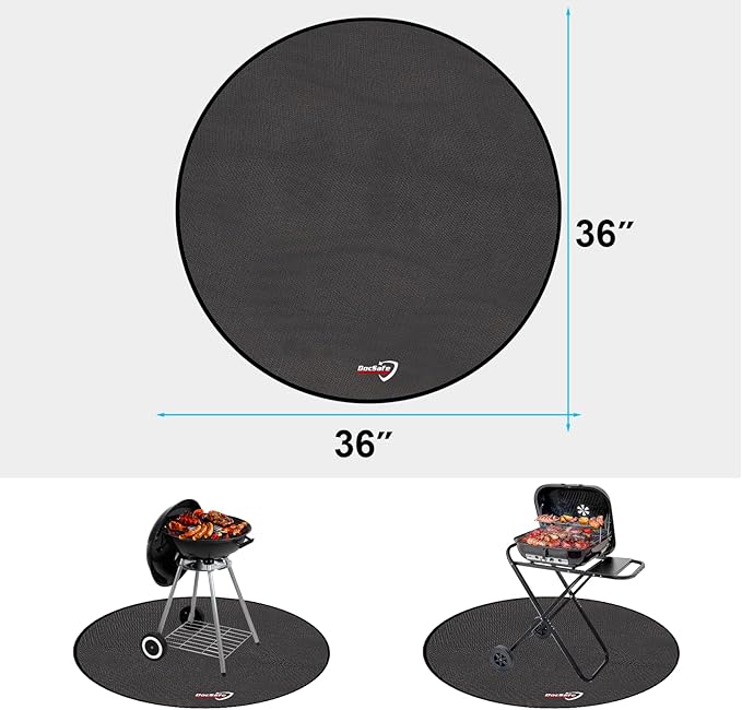 36-Inch Round Grill Mat, 4-Layer Fireproof Charcoal Fire Pit Pad