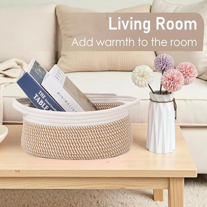 Woven Basket, Small Rope Storage Bin - Image 7