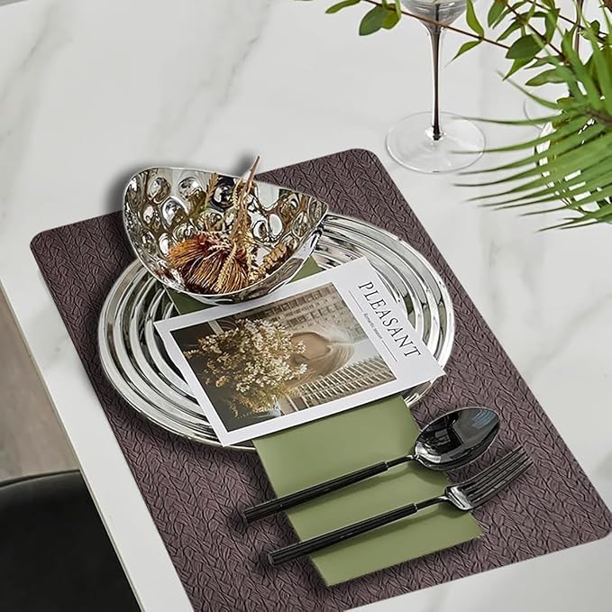 PIGCHCY Waterproof PVC Place Mats Set of 6, Non-Slip Faux Leather Placemats - Image 5