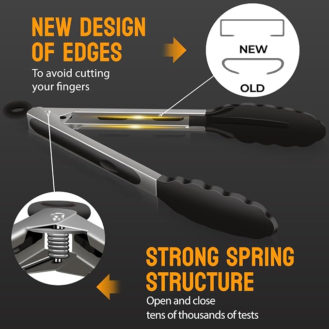 HOTEC Premium Stainless Steel Locking Kitchen Tongs - Image 3