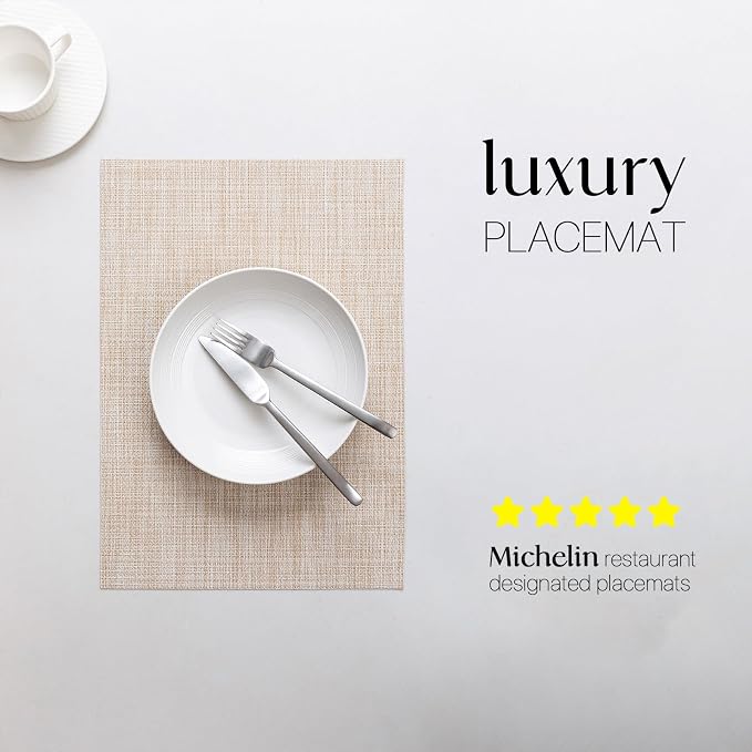 LEXMORE Placemats Set of 4 Vinyl/Plastic Woven Place Mats - Image 2