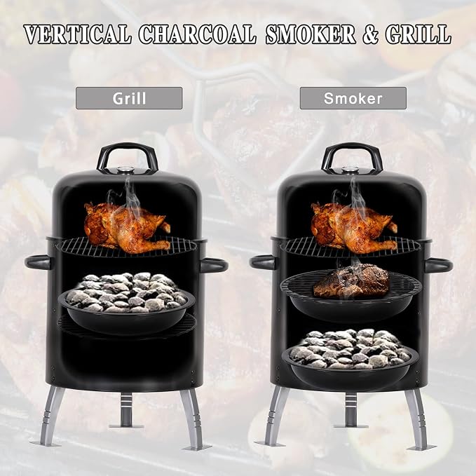 Sophia & William 17" Vertical Charcoal Smoker Grills - Image 6