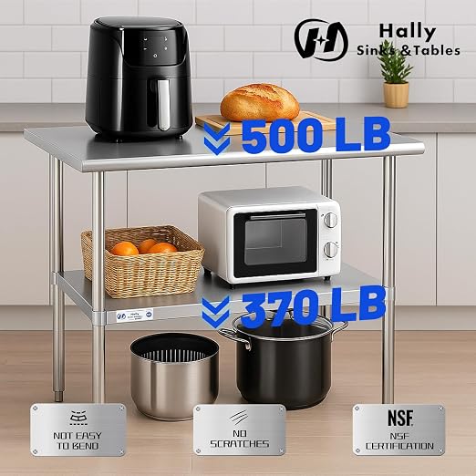 Hally Stainless Steel Table for Prep & Work 30 x 48 Inches, NSF Commercial - Image 5