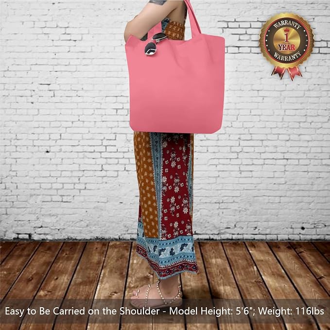 TOPDesign 1-Pack Super Strong Large 12oz Cotton Canvas Tote Bag, Reusable - Image 2