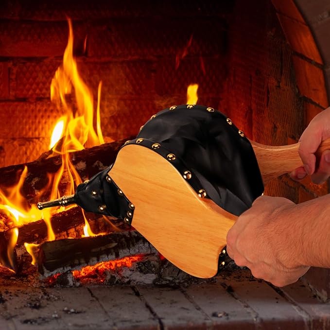 TJ.MOREE Fireplace Bellows Indoor 19"x 8" Large Wood Fire Blower - Image 2