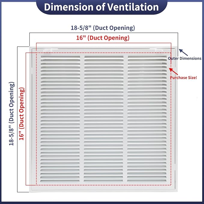 16"W x 16"H Steel Return Air Filter Grille - Image 2