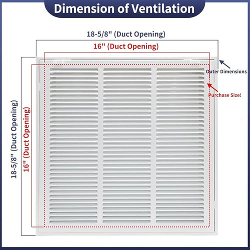 16"W x 16"H Steel Return Air Filter Grille - Image 2