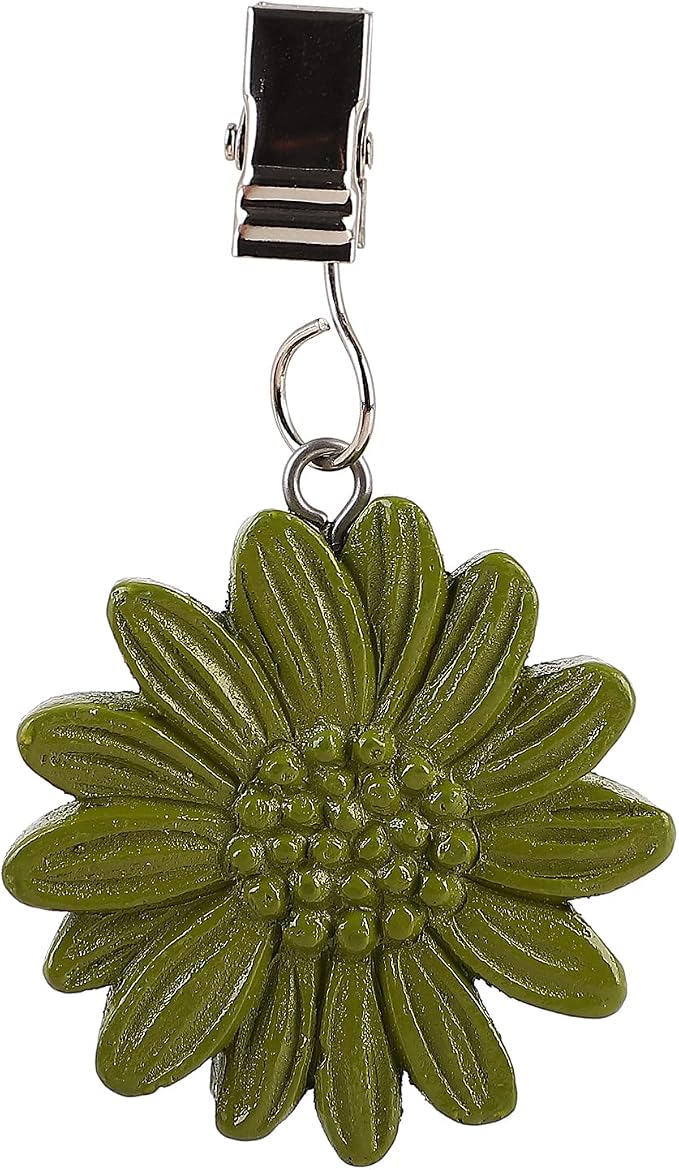 TwoFish Home Set of 4 Green Sunflower Resin Tablecloth Weights Clips Green - Image 4