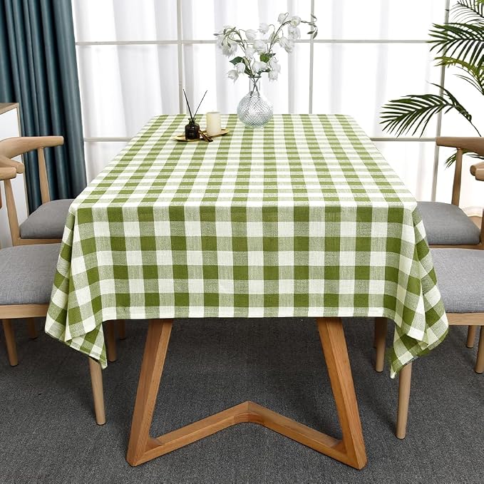 Gingham Tablecloth Rectangle Table Cloth Heavy Duty Cotton Checkered Table Cover - Image 7
