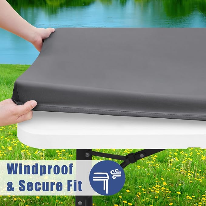 Spandex 4 Foot Rectangle Table Cloth 6 Pack, Elastic Fitted Tablecloths - Image 3