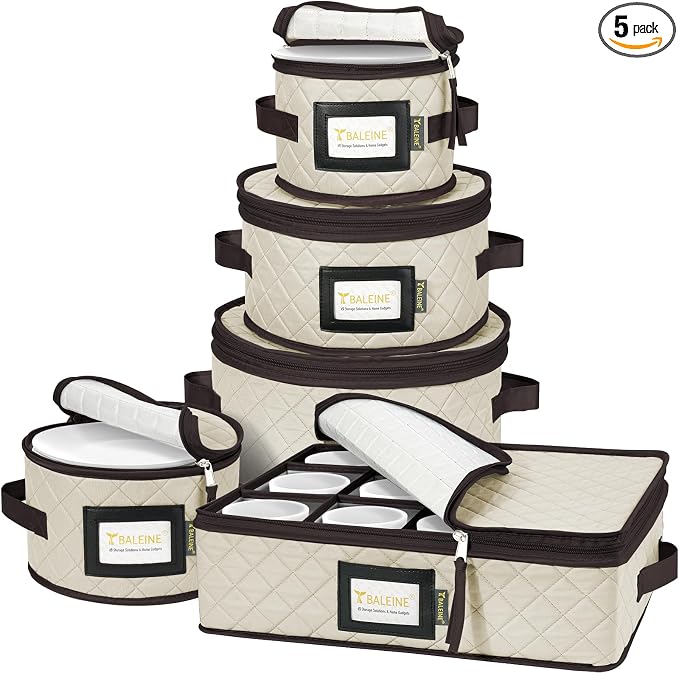 BALEINE China Storage Containers, Sturdy Quilted Wine Glass Storage, Plate by BALEINE