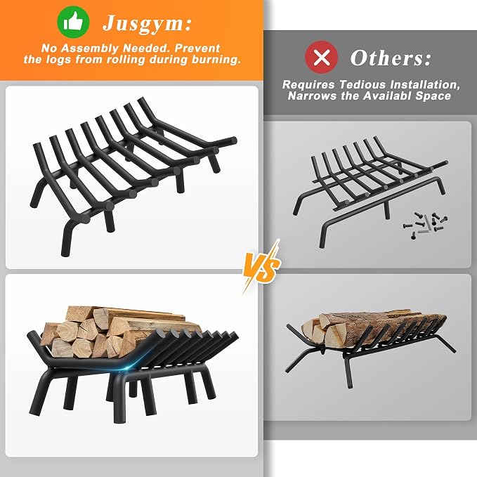 Fireplace Grate 30 Inch with 8 Support Legs, Round Solid Steel Heavy Duty - Image 7