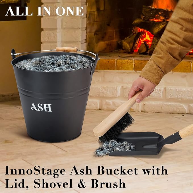 Ash Bucket with Lid, and Broom - Image 6