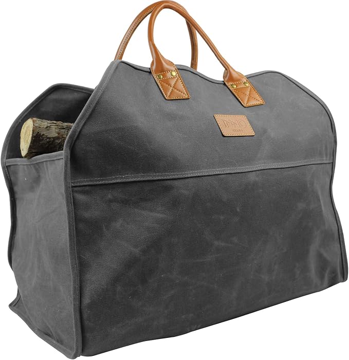 INNO STAGE Waxed Canvas Firewood Log Carrier, Extra Large Storage Tote Bag by INNOSTAGE