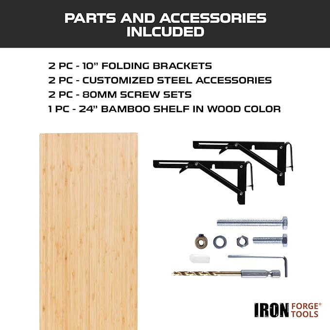 Iron Forge Tools 24x12 Wood Folding Grill Shelf Accessory - Image 4
