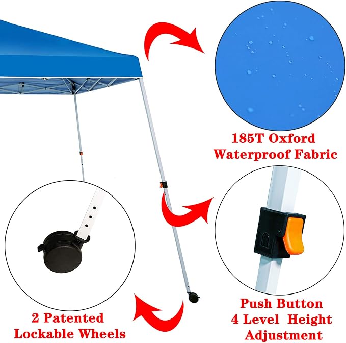 Sunnyglade 10x10 Ft Pop Up Canopy Tent One Button Easy Pop Up Outdoor Instant - Image 2