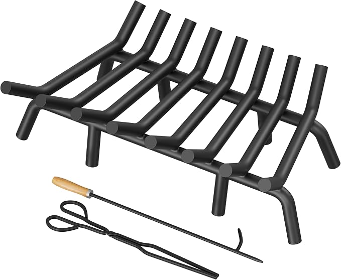 Fireplace Grate 30 Inch with 8 Support Legs, Round Solid Steel Heavy Duty by Jusgym