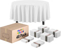 Exquisite White Round Tablecloths Plastic Table Cloth Disposable 48 Pack 84" by Exquisite