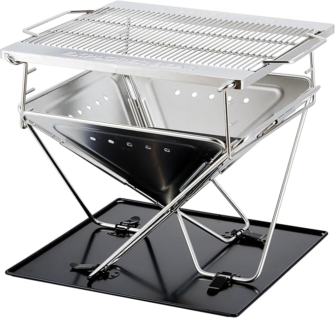 Explorer Bear 20" Stainless Steel Foldable Takibi Fire & Grill by ExplorerBear
