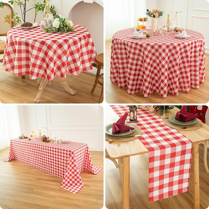 Waterproof Checkered Tablecloth Runner Fabric - Image 4