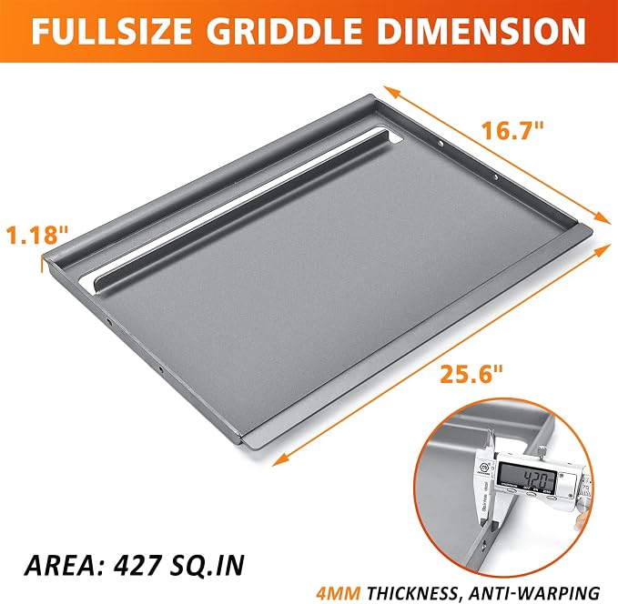 Hisencn 25.6" x 16.7" Griddle for Gas Grill, Cast Iron Griddle FlatTop Insert - Image 2