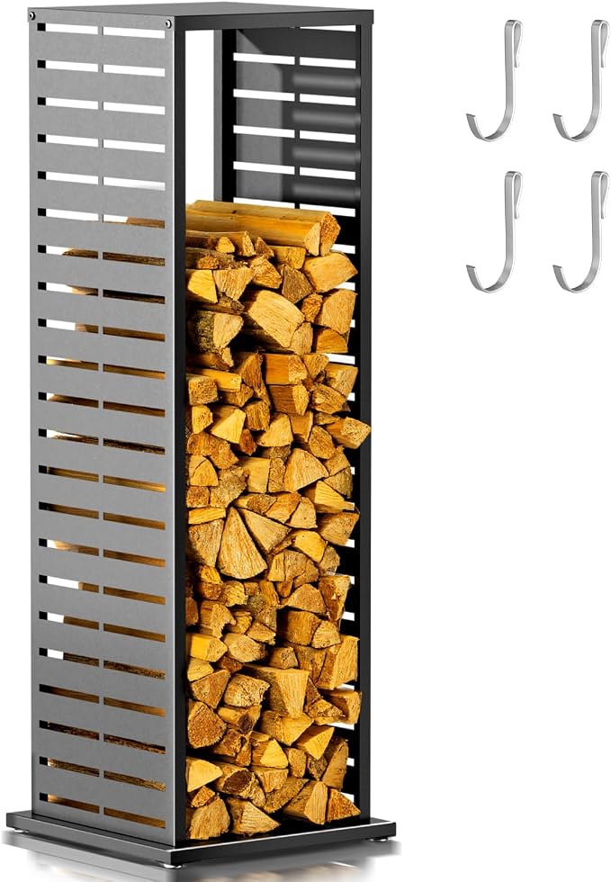 4ft Firewood Rack Outdoor, Fire Wood Holder Log Storage Rack by Outdoorchairs