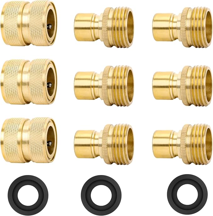 STYDDI Brass Full Flow Garden Hose Quick Connect Fittings, Full Port Solid by STYDDI