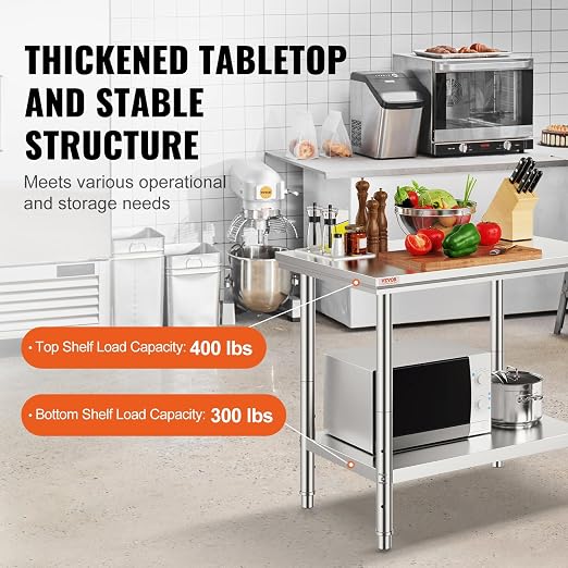 Vevor Stainless Steel 900x600x800 mm Commercial Kitchen Prep & Heavy Duty Metal - Image 3