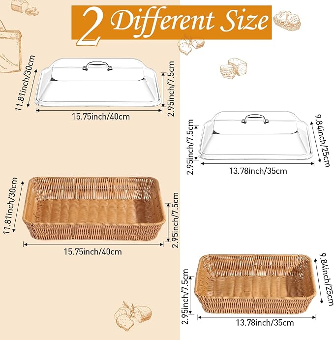 2 Set Wicker Bread Basket for Serving - Image 2