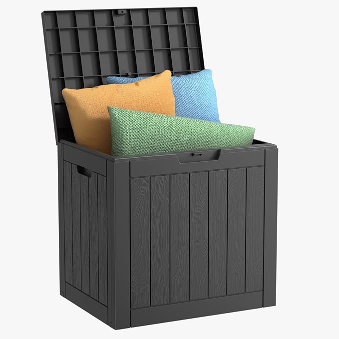30 Gallon Outdoor Storage Box, Resin Deck Boxes Waterproof, Indoor Outdoor Bin by GGYI