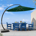 7 Piece Patio Dining Set with 11ft Patio Umbrella, 7 Navy Outdoor HDPE Dining by Unknown