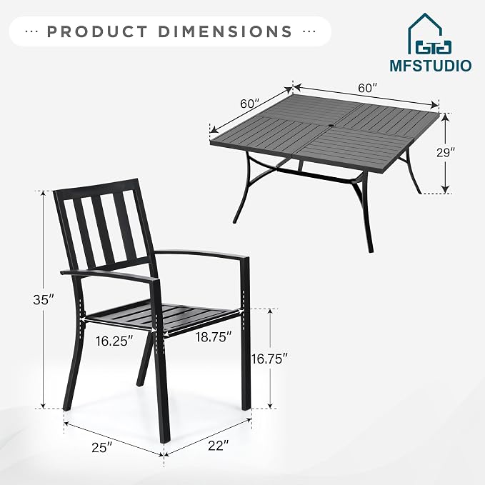 MFSTUDIO Outdoor Dining Set for 8, Patio Dining Set - Image 8