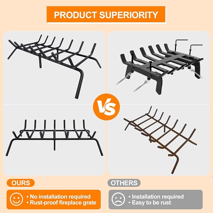 Fireplace Grate, Fireplace Log Holder, 30 inch Heavy Duty Solid Cast Iron - Image 8